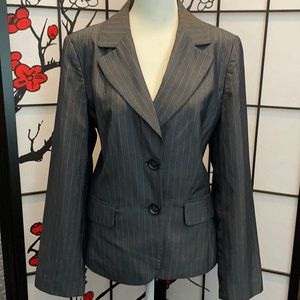 Ann Taylor Blazer, dark gray with light blue pin stripes🤩P2P 19”